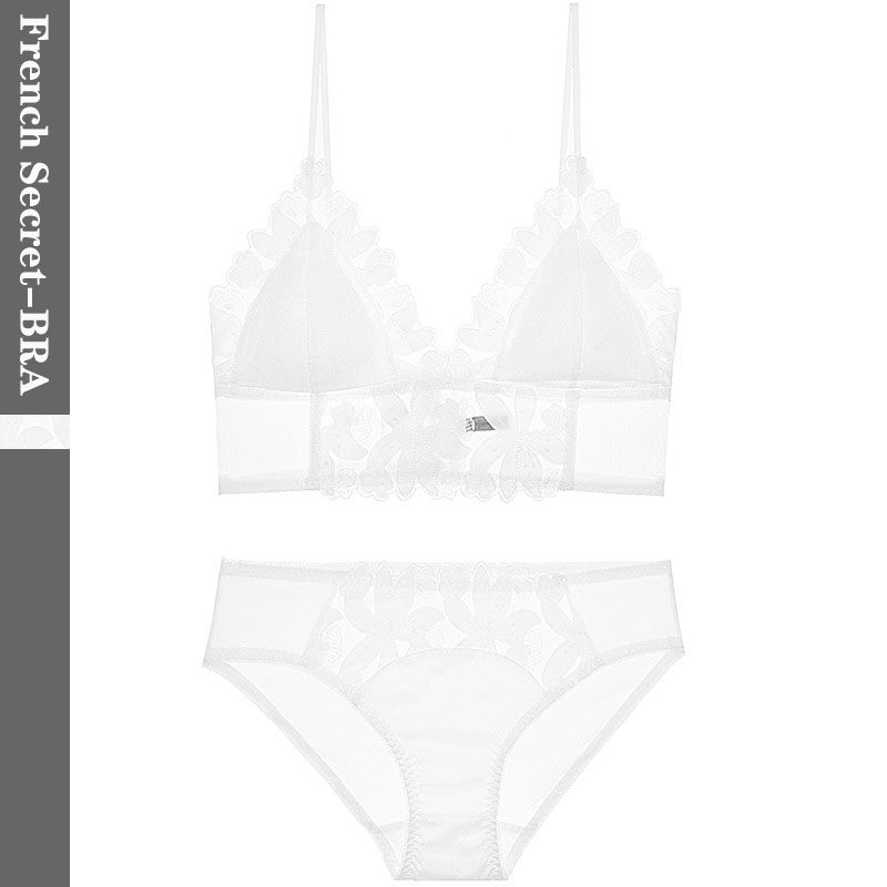 エロ下着 華やか花柄刺繍レース透け感ブラセット