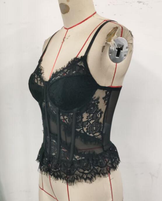 エロ下着 黒レース透け感テディランジェリー キャミソール