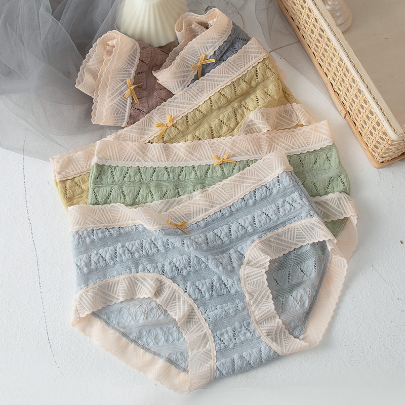 エロ下着 綿素材レース刺繍ショーツ 魅惑の三角パンツ 7色展開