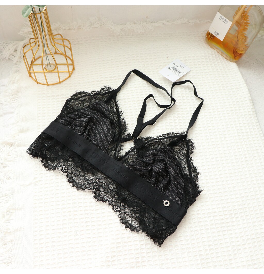 エロ下着 背中魅せ交差ストラップ花柄総レースブラレット