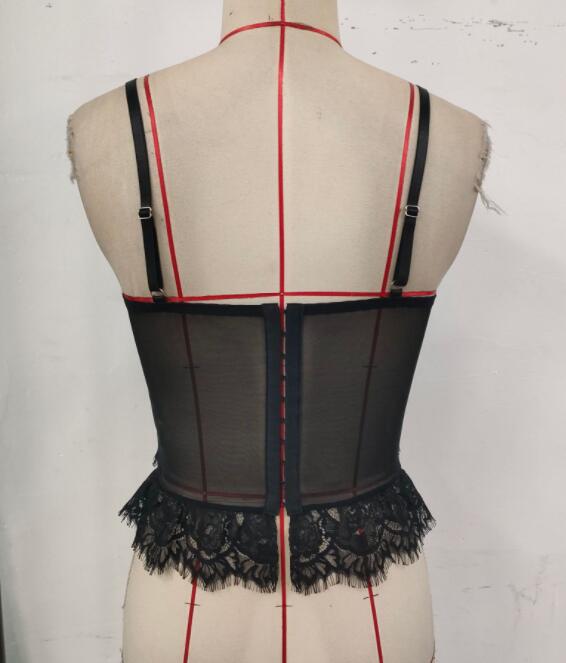 エロ下着 黒レース透け感テディランジェリー キャミソール