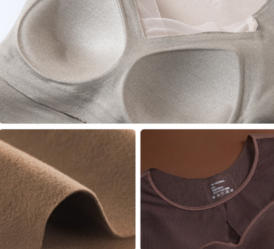 エロ下着 カップ付きインナー ブイネック 長袖 保温 伸縮素材 レディース下着