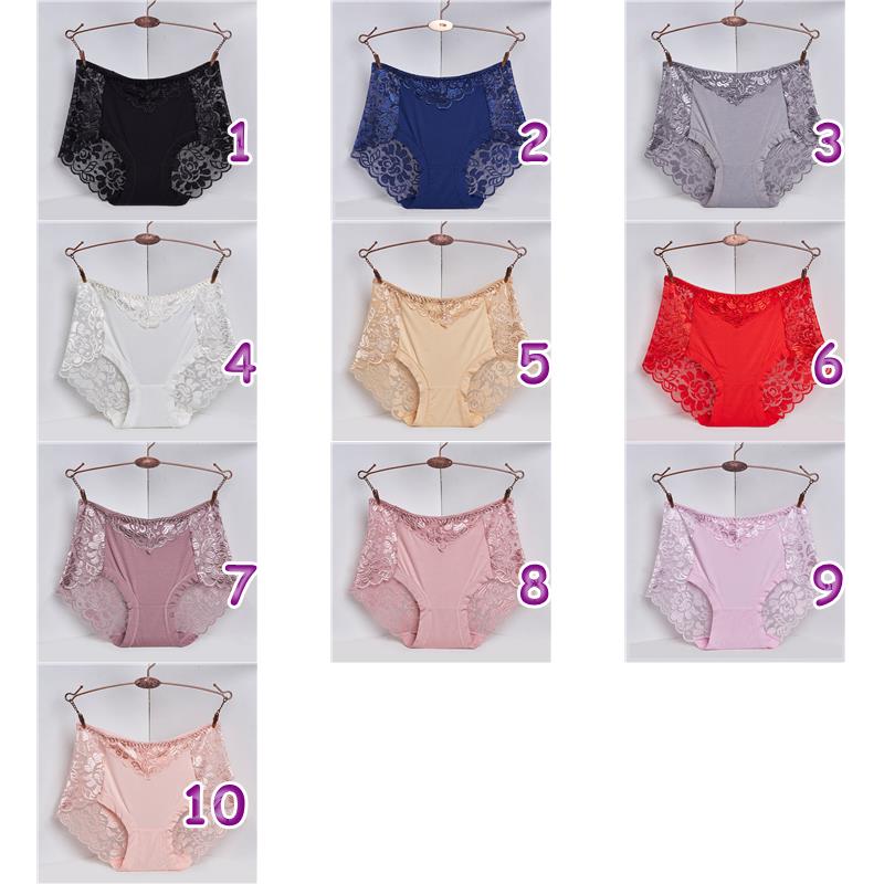 エロ下着 女性用レース刺繍ショーツ綿混素材大きいサイズ対応十色展開