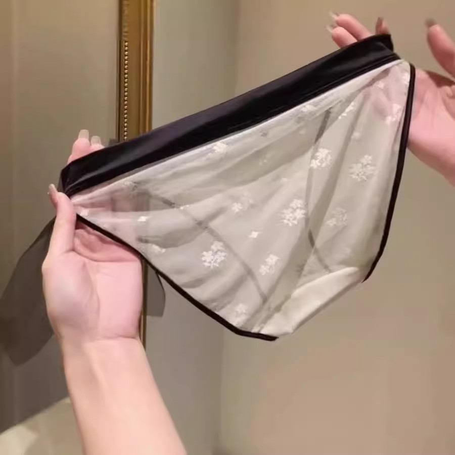 エロ下着 透けメッシュリボン付きセクシーショーツ