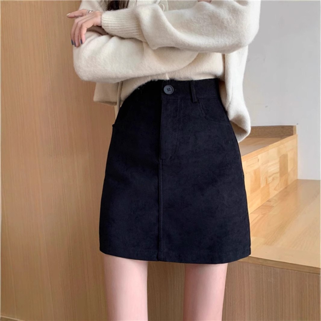 黒 スカート すっきりシルエット ミニスカート