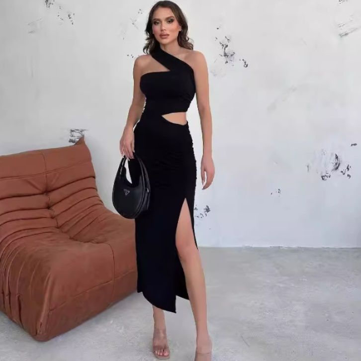 キャバドレス ワンショルダーカットアウトロングドレス