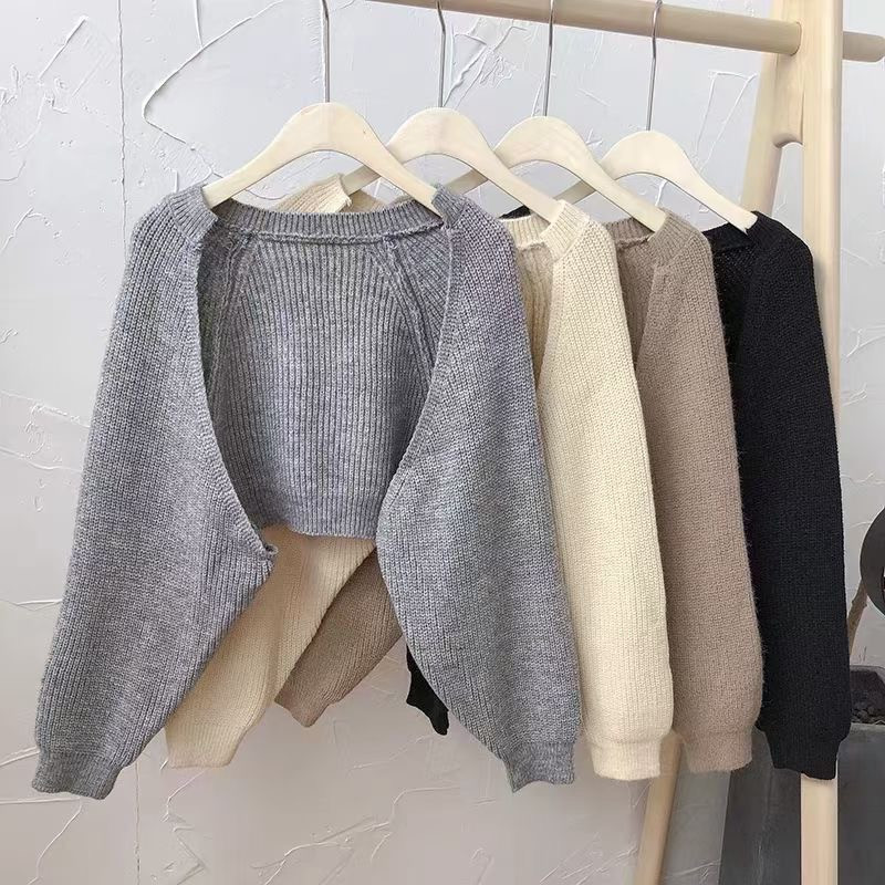 Y2Kファッション ふんわり袖ニットボレロ