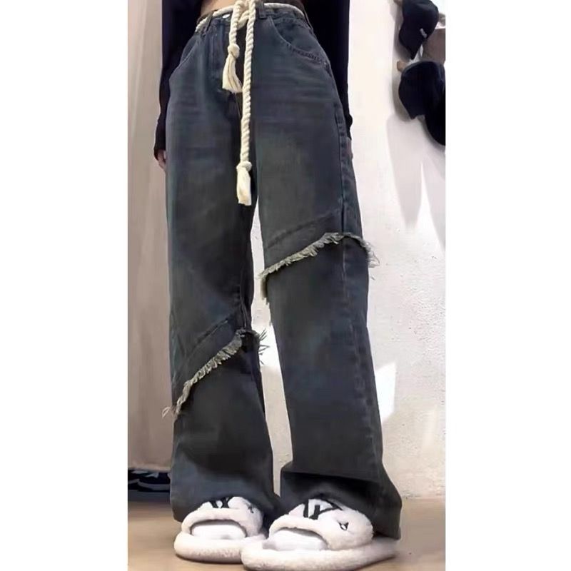 Y2Kファッション 斜めカットデニム紐ベルト