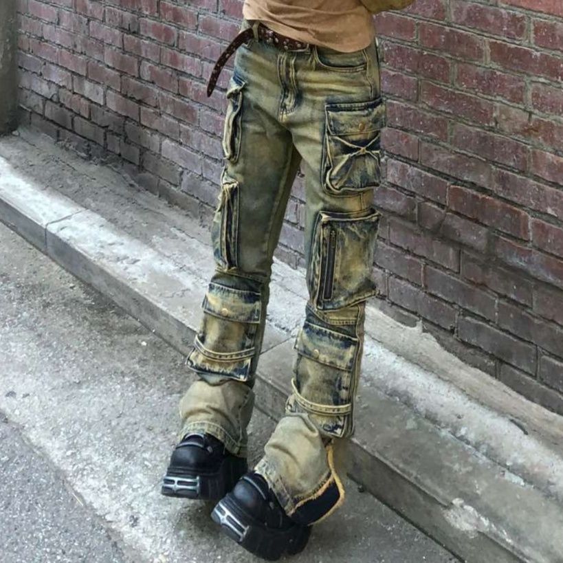 Y2Kファッション マルチポケットカーゴパンツ