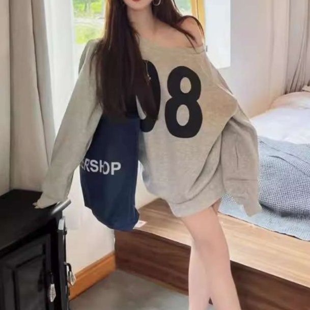 Y2Kファッション オーバーサイズ数字プリントカットソー