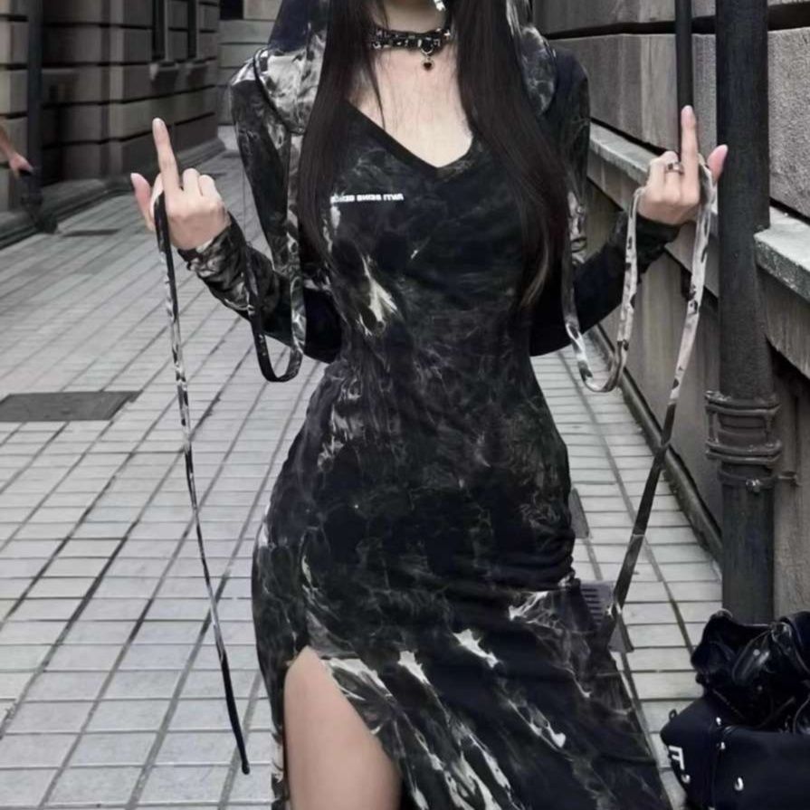 Y2Kファッション シースルーメッシュパーカー