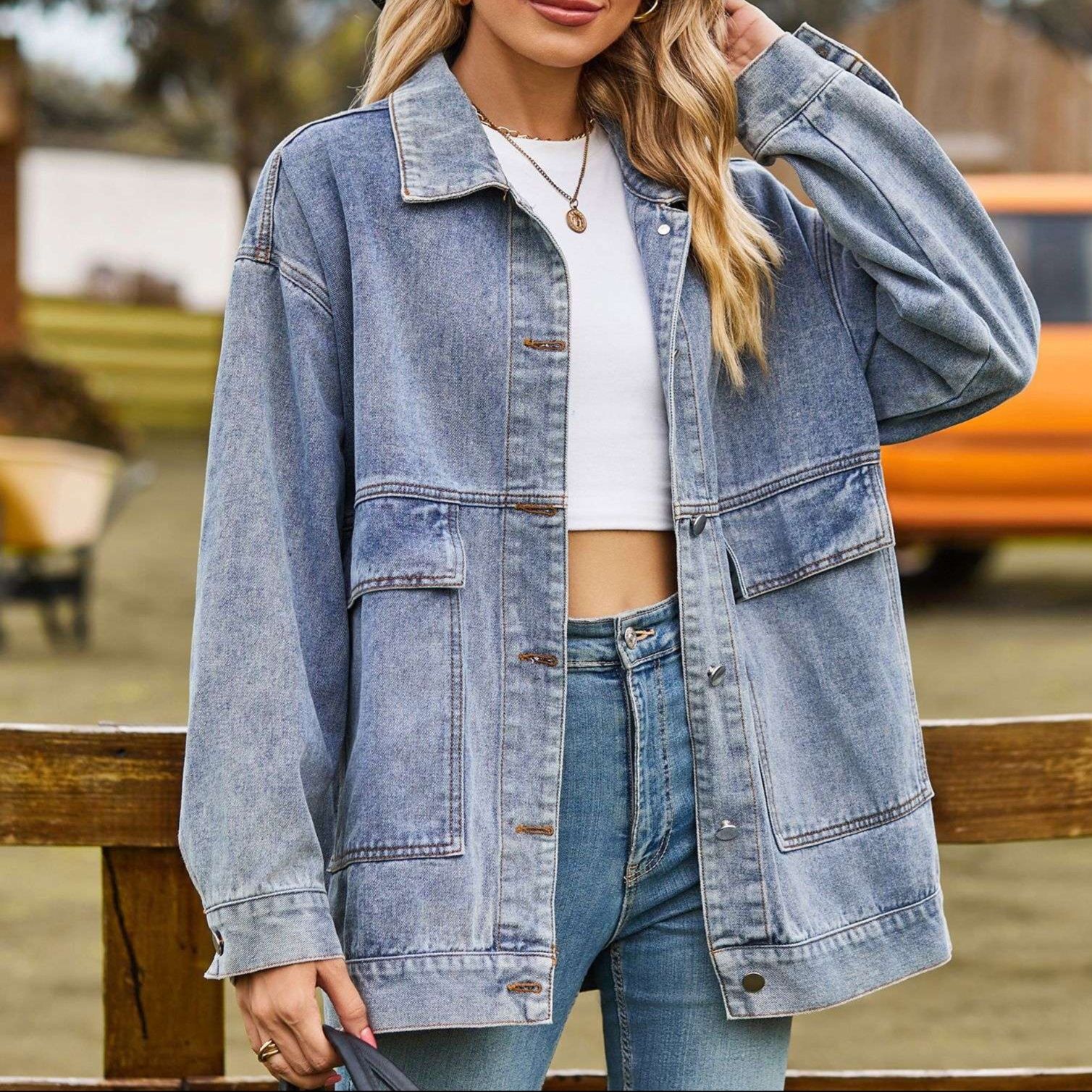 Y2Kファッション オーバーサイズデニムジャケット