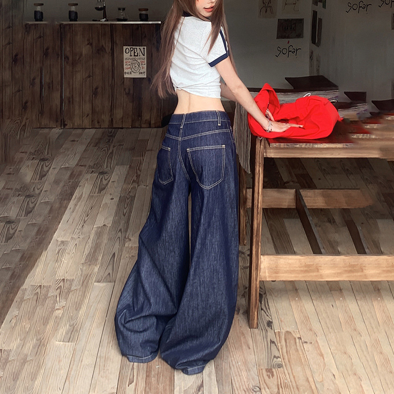 Y2Kファッション 超ワイドデニムパンツ ロング丈