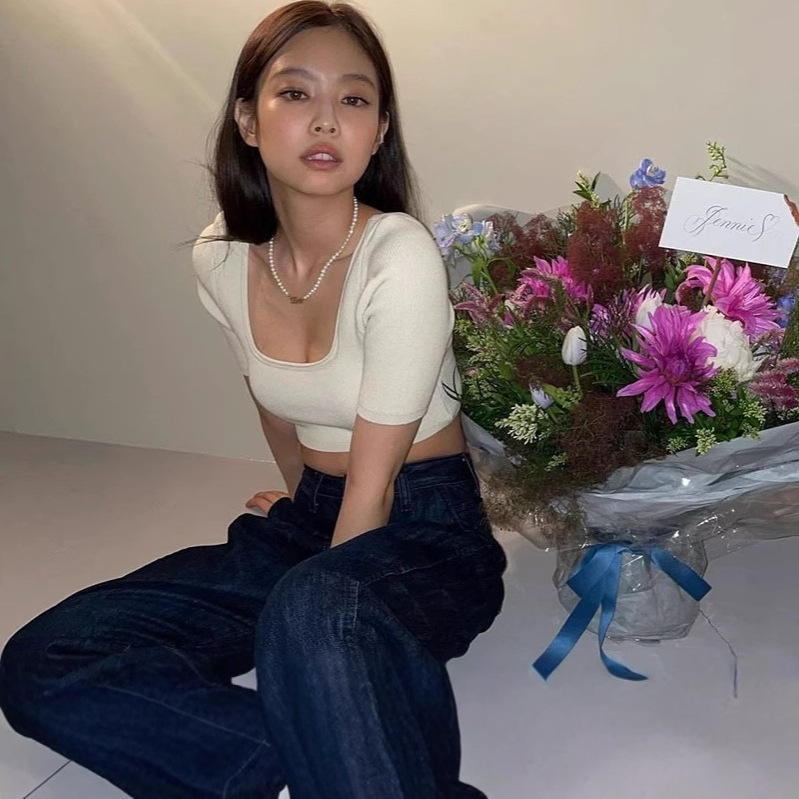 Y2Kファッション ハイウエストワイドデニムパンツ