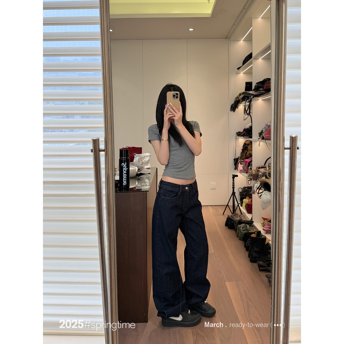 Y2Kファッション ゆったりシルエットデニムワイドパンツ