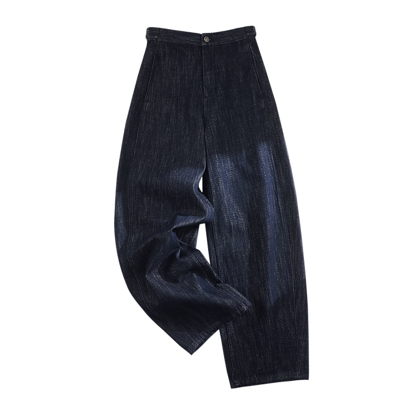 Y2Kファッション 高腰シルエット鎌型デニムパンツ