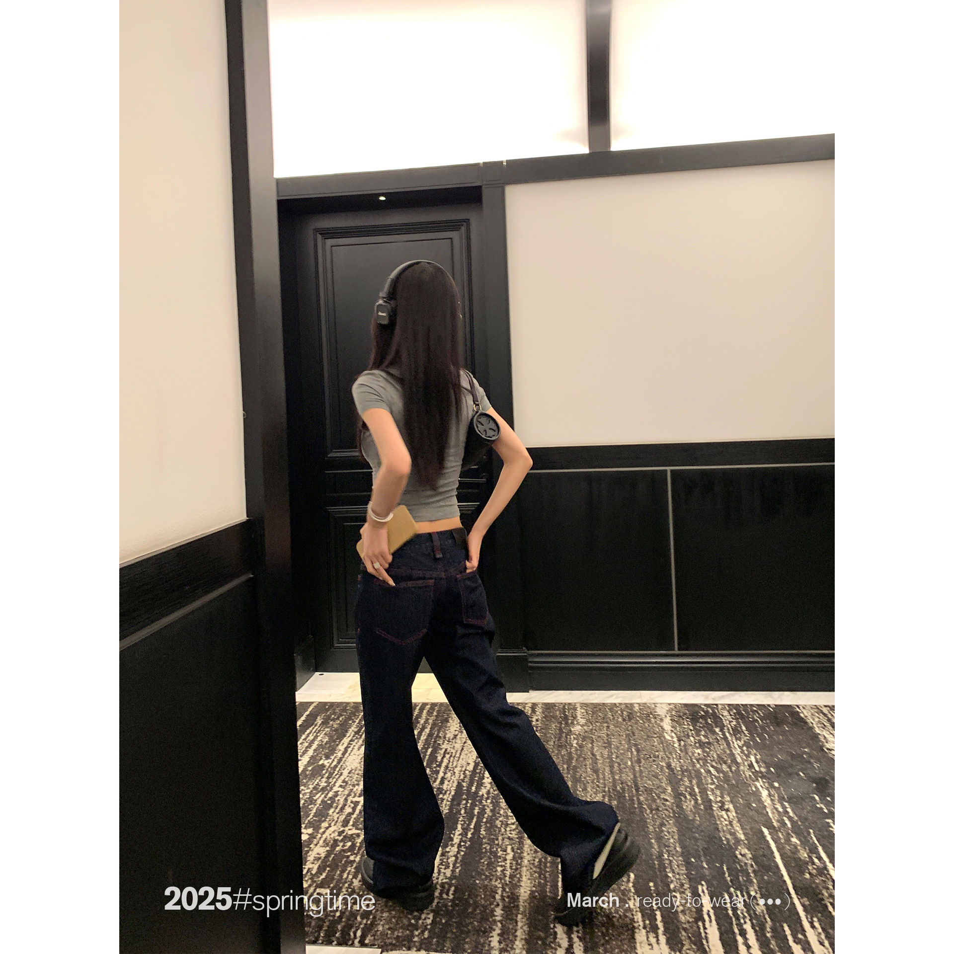 Y2Kファッション ゆったりシルエットデニムワイドパンツ