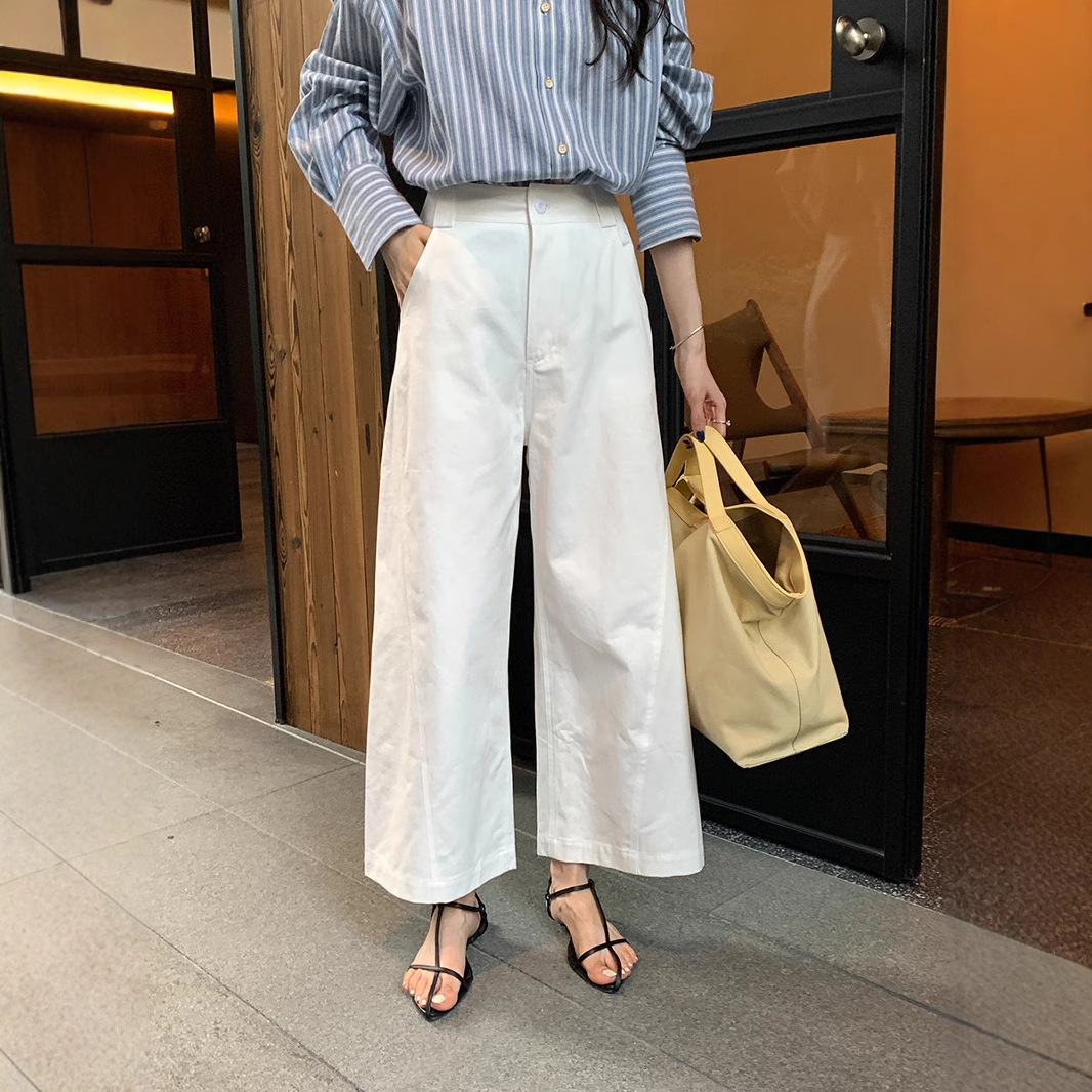 Y2Kファッション ハイウエストストレートワイドパンツ