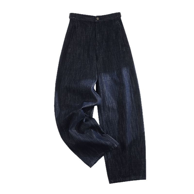 Y2Kファッション 天然素材ワイドシルエットデニムパンツ