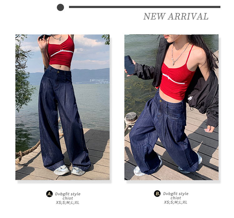Y2Kファッション レトロワイドストレートデニムパンツ