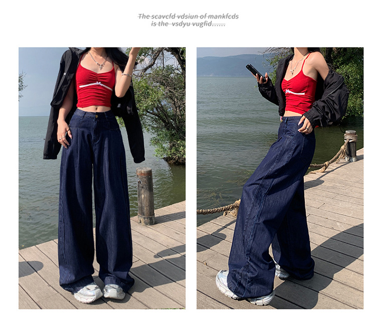 Y2Kファッション レトロワイドストレートデニムパンツ