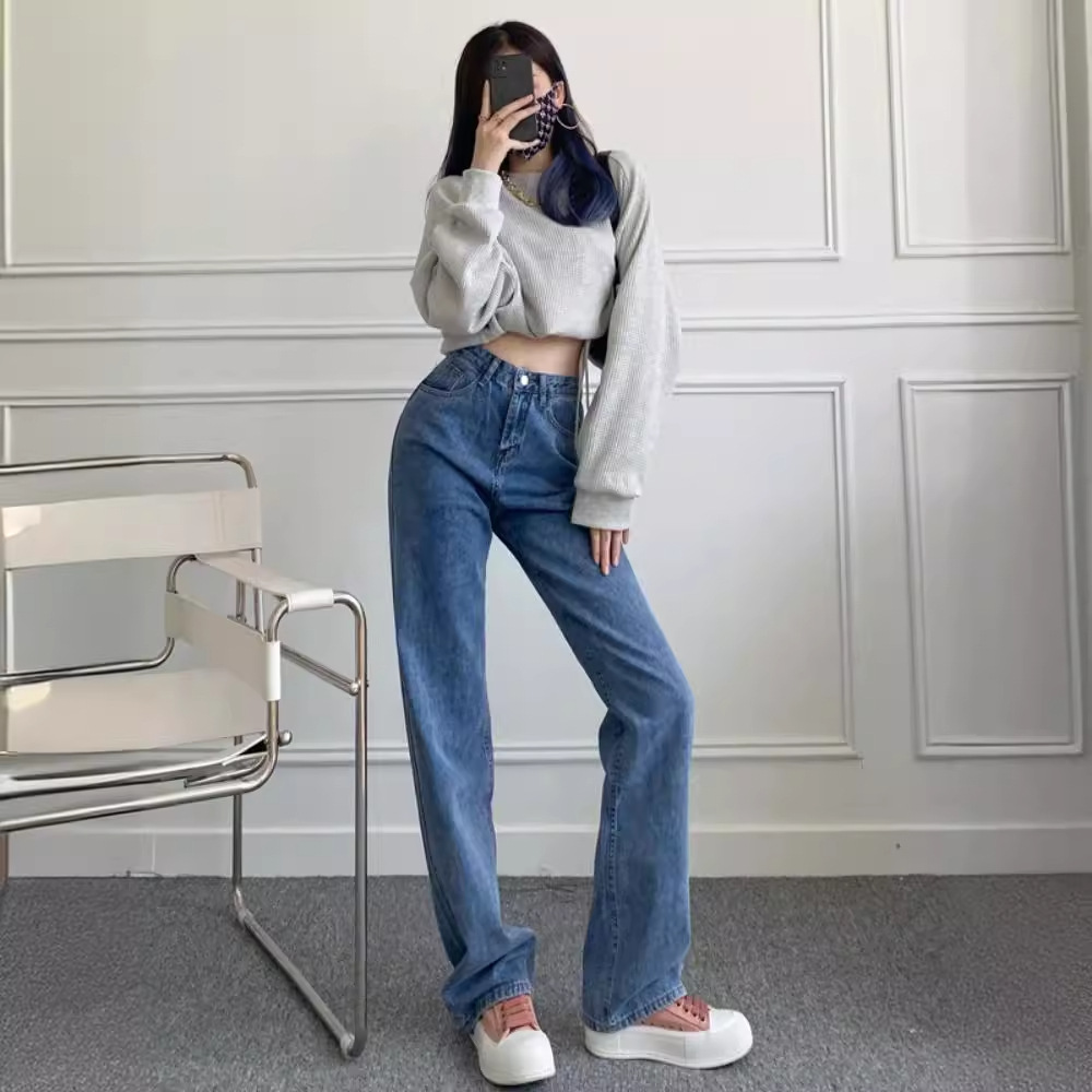 Y2Kファッション 超ロングフレアデニムパンツ