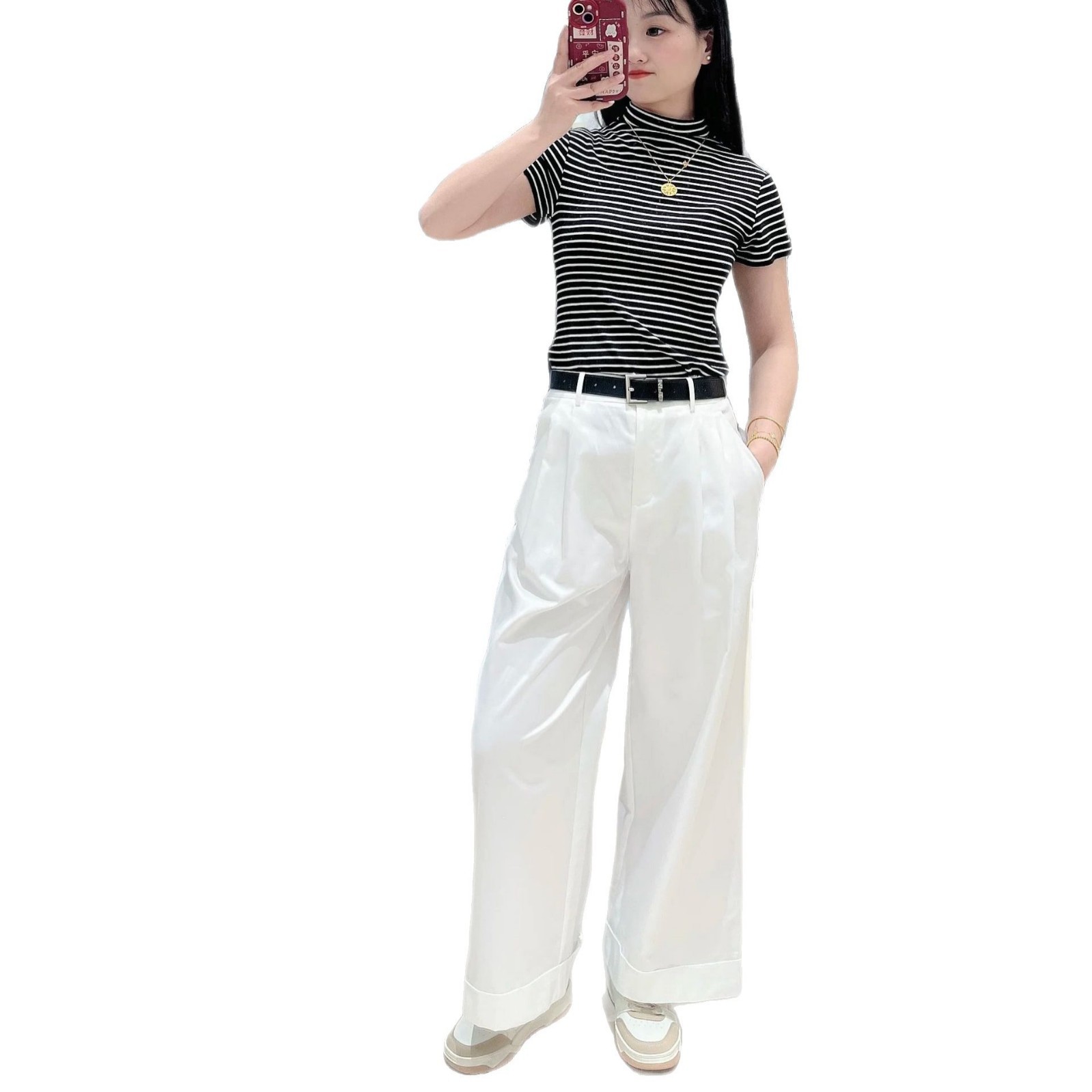 Y2Kファッション レトロハイウエストワイドパンツ