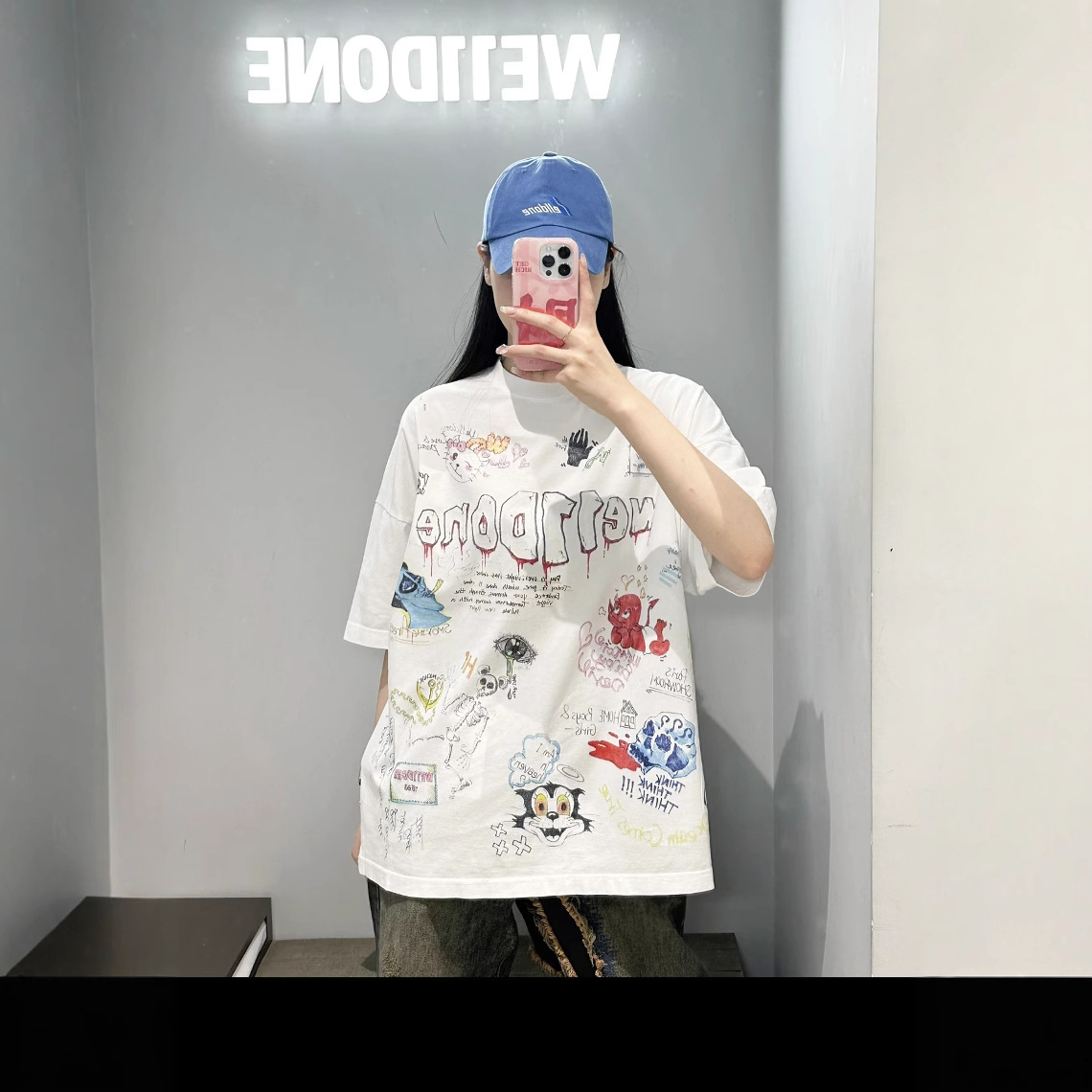 Y2Kファッション クマ柄プリントゆったり半袖Tシャツ