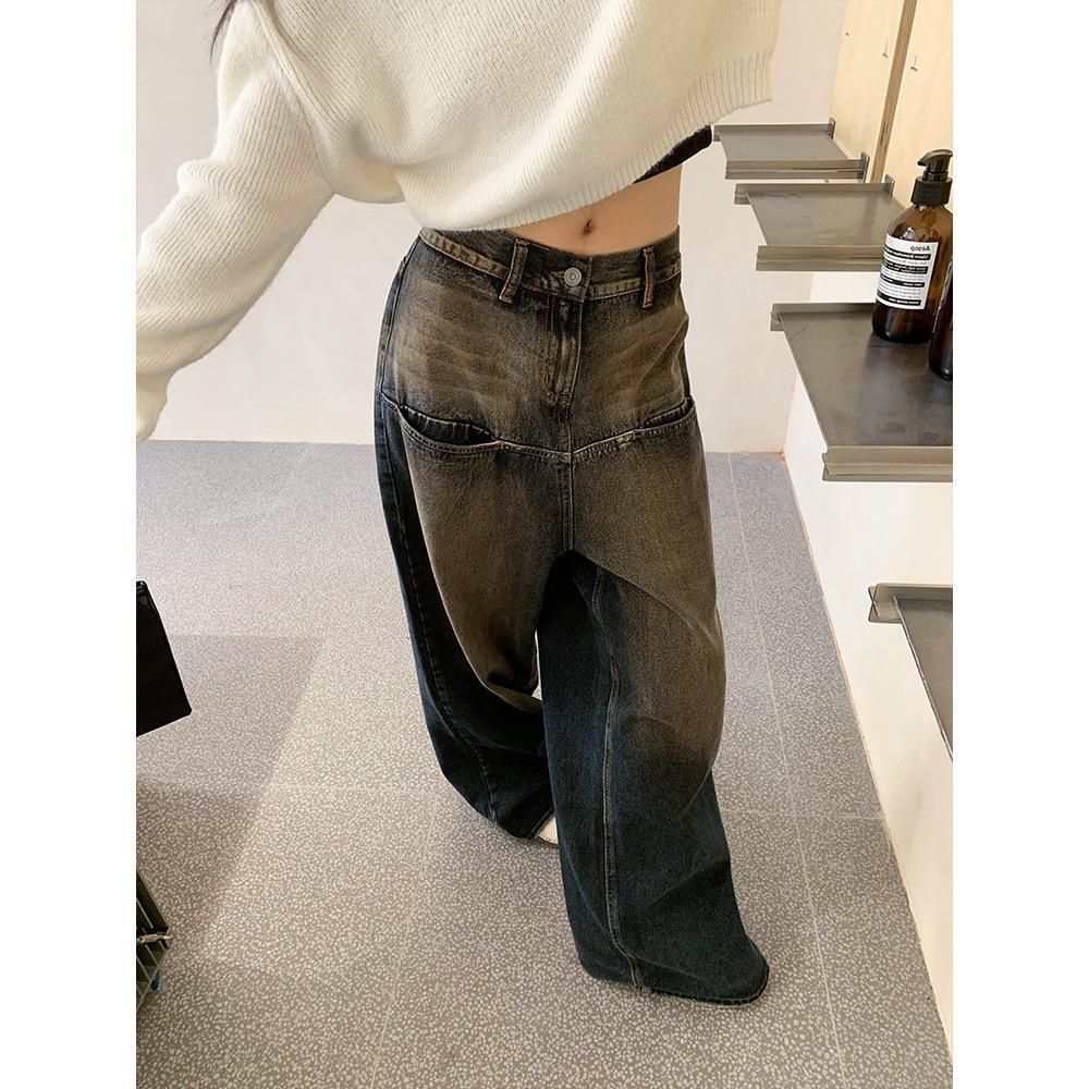 Y2Kファッション 古着風ワイドデニムパンツ