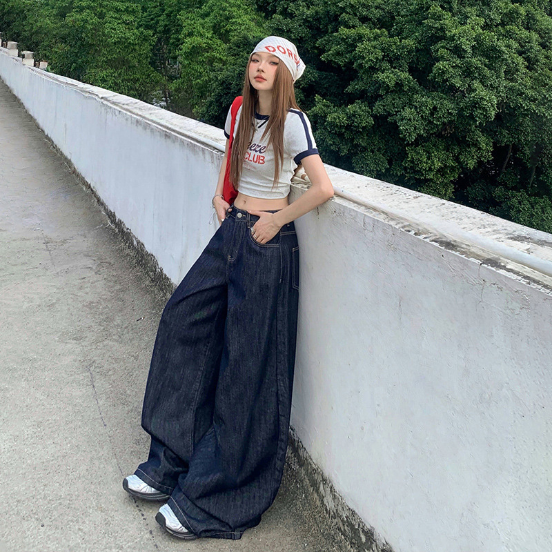 Y2Kファッション 超ワイドデニムパンツ ロング丈