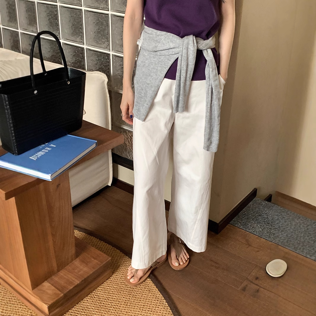 Y2Kファッション ハイウエストストレートワイドパンツ