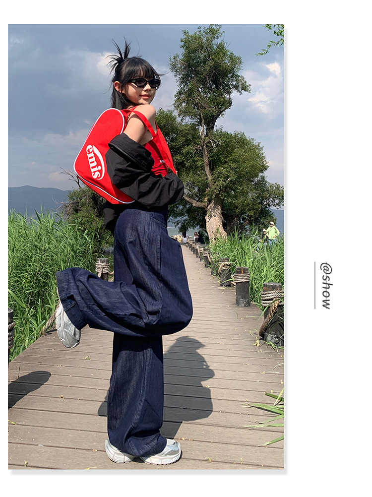 Y2Kファッション レトロワイドストレートデニムパンツ