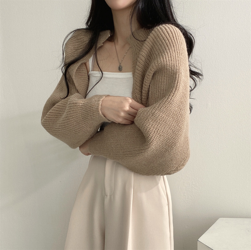Y2Kファッション ふんわり袖ニットボレロ