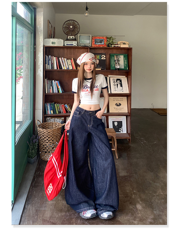 Y2Kファッション 超ワイドデニムパンツ ロング丈
