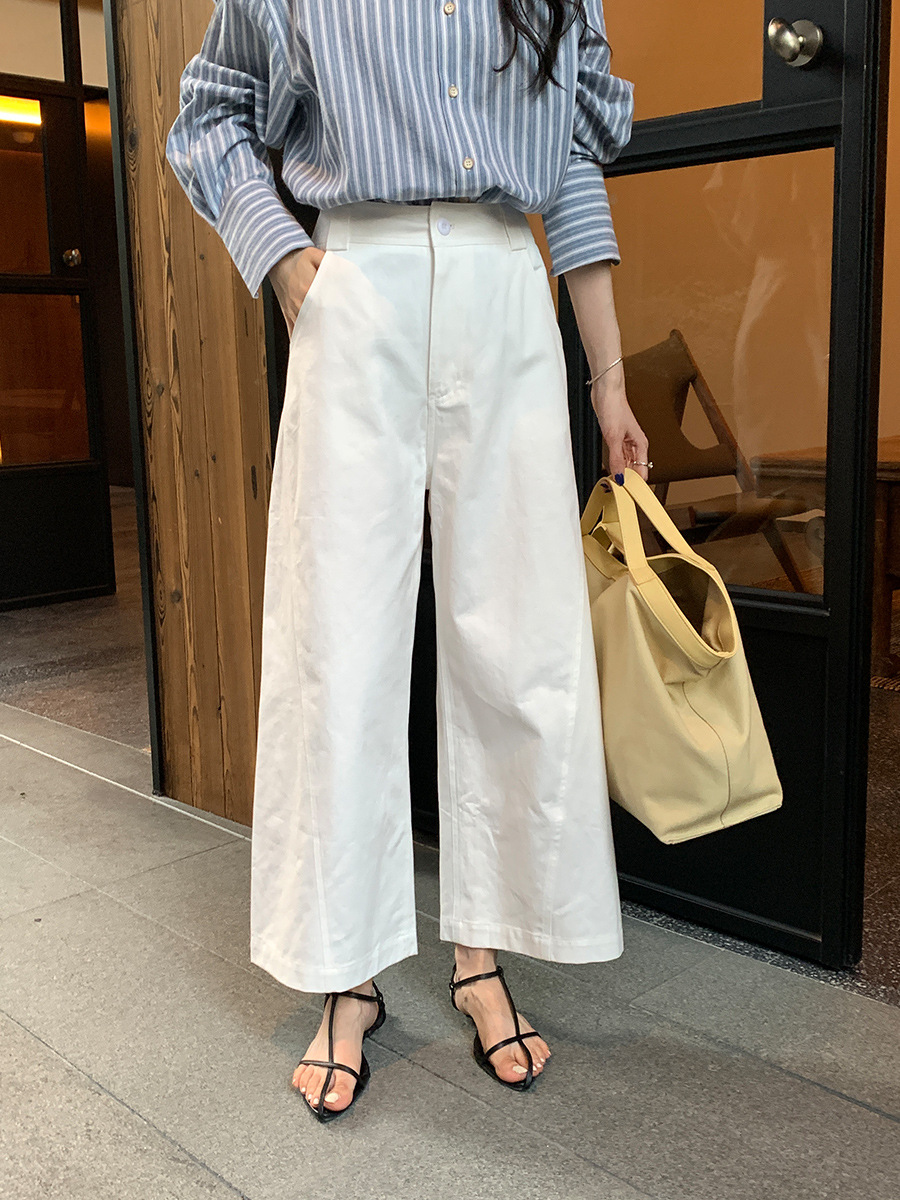 Y2Kファッション ハイウエストストレートワイドパンツ