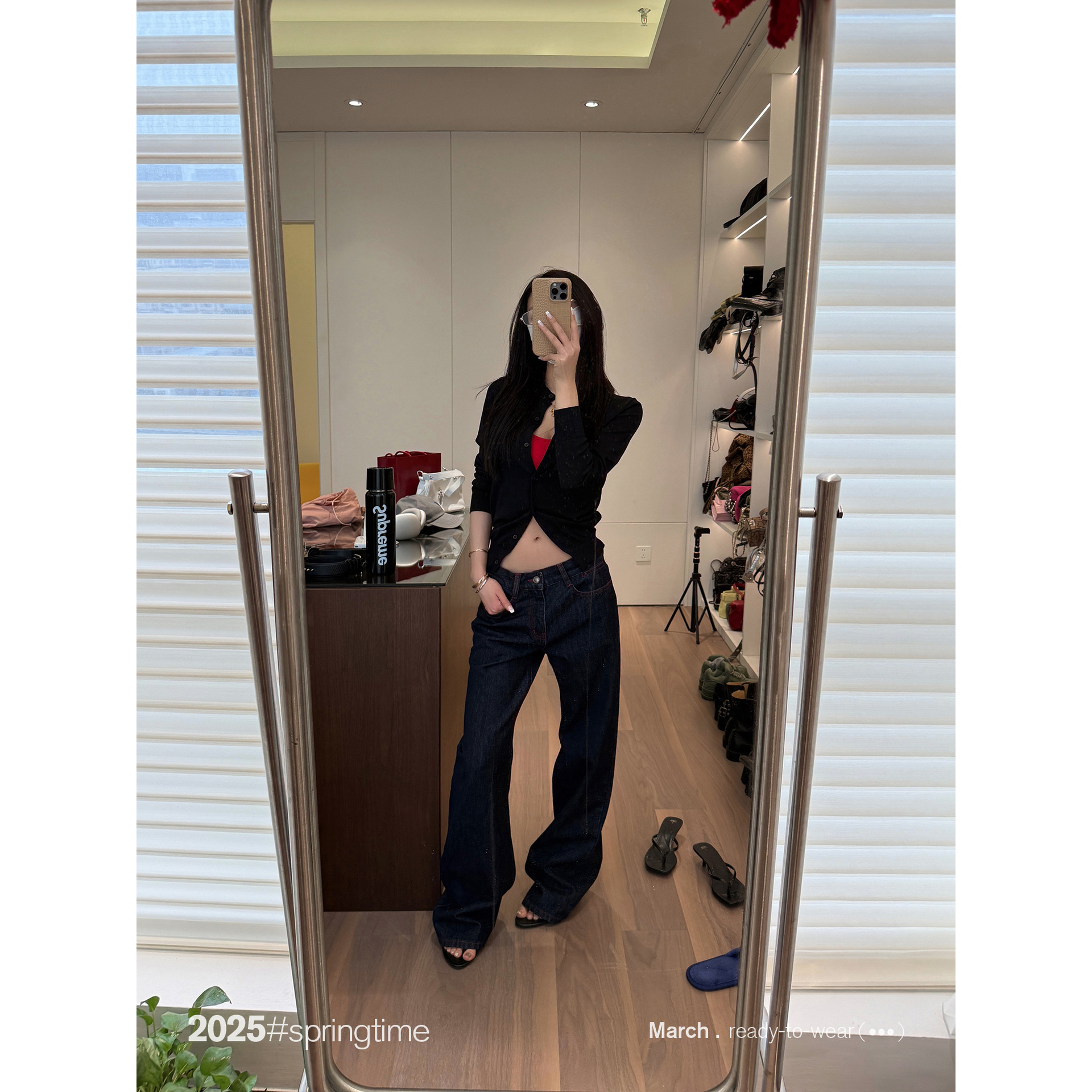 Y2Kファッション ゆったりシルエットデニムワイドパンツ