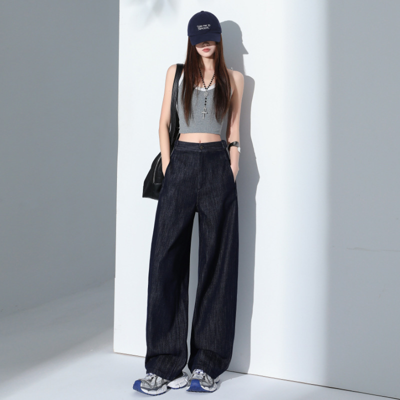 Y2Kファッション 天然素材ワイドシルエットデニムパンツ