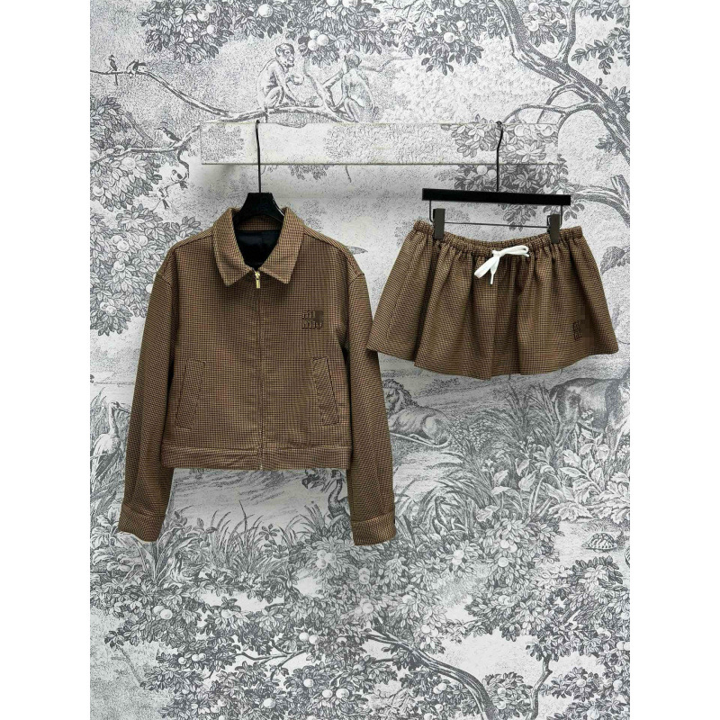 Y2Kファッション 千鳥格チェックセットアップ上下