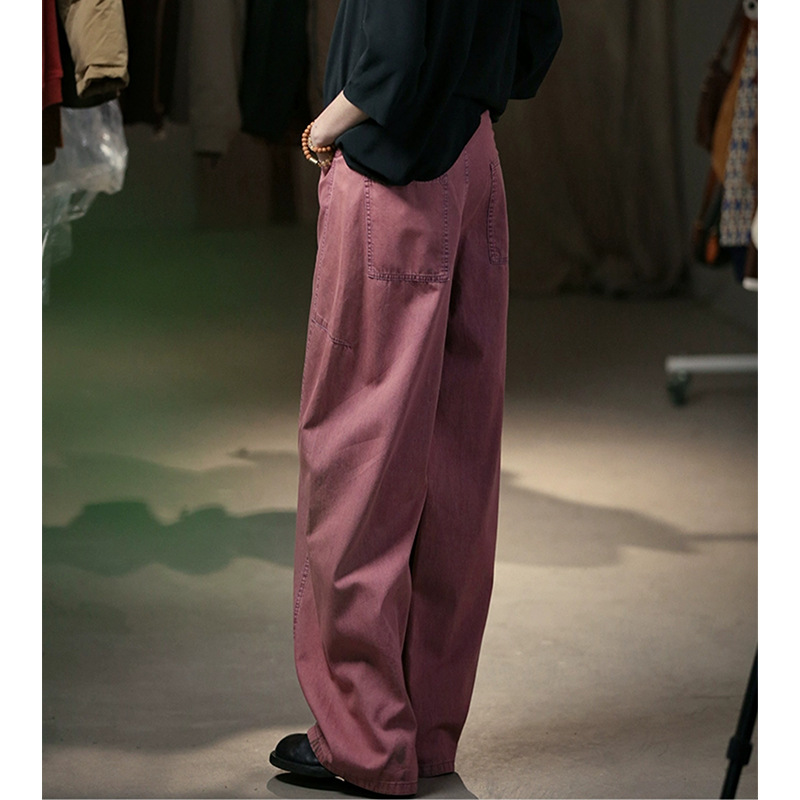 Y2Kファッション ウォッシュ加工ワイドデニムパンツ