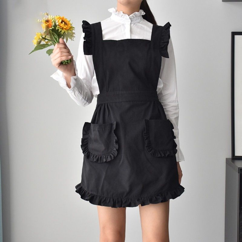 フリル飾りがかわいいショート丈おしゃれエプロン