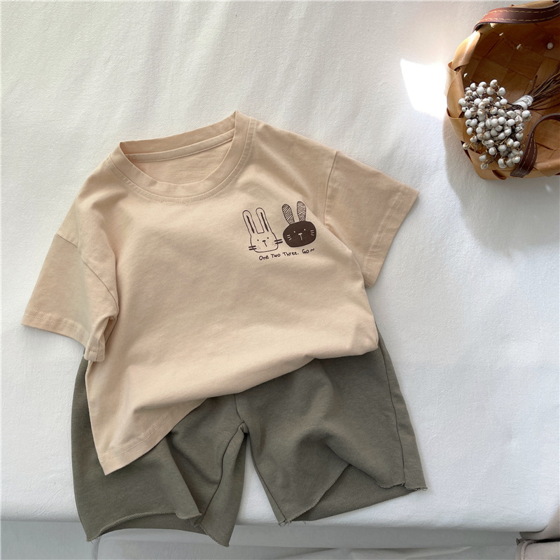 キッズファッション 仲良しうさぎプリント半袖Tシャツ
