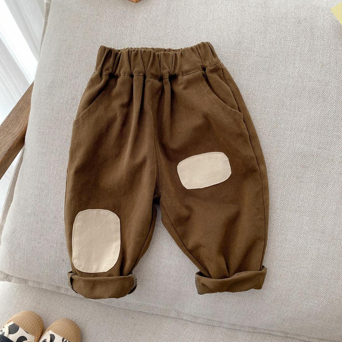 キッズファッション 可愛い膝あて付きゆったりサルエル風ベビーパンツ