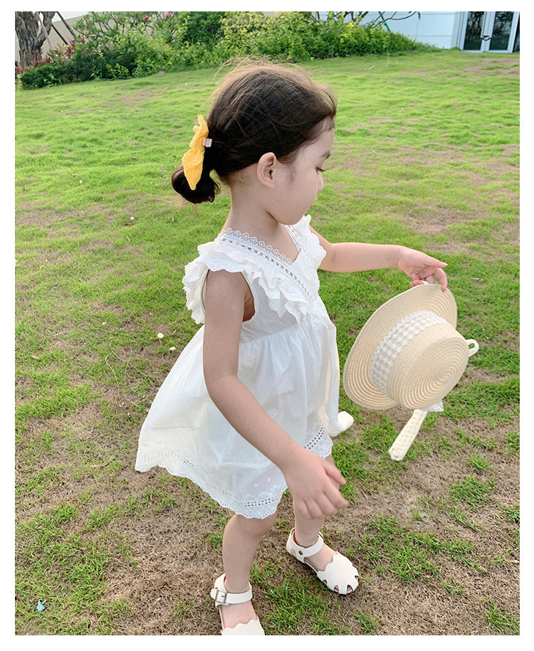 キッズファッション 天使の羽根レース袖なしワンピース