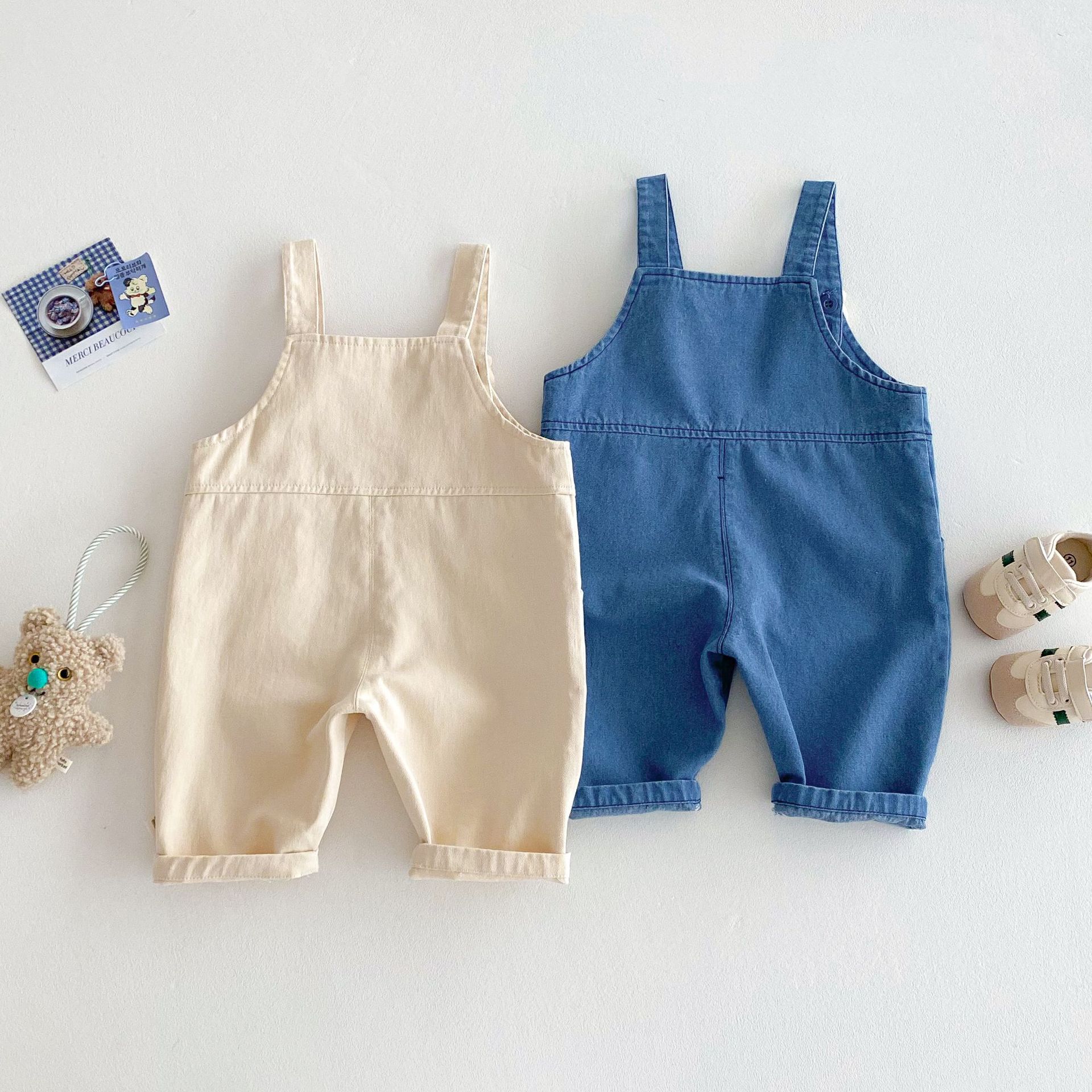 キッズファッション くま耳付きサロペットパンツ