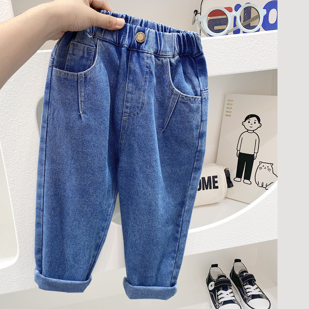 キッズファッション 子ども用ゆったりシルエット風合いデニムパンツ