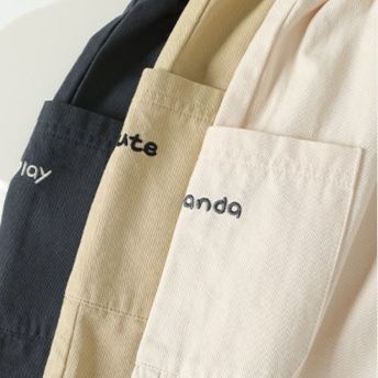 キッズファッション 動物刺繍付きゆったりロールアップパンツ