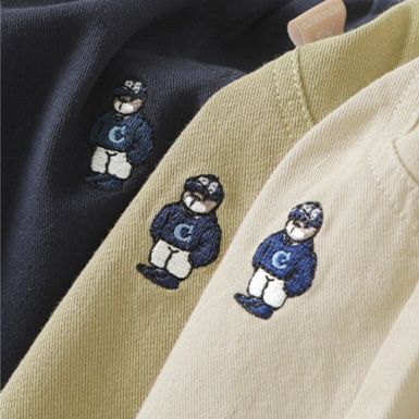 キッズファッション 可愛い小熊刺繍入りゆったり長ズボン