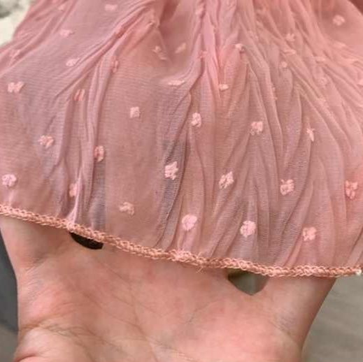 キッズファッション ふんわりプリーツフリル袖なし姫様ワンピース