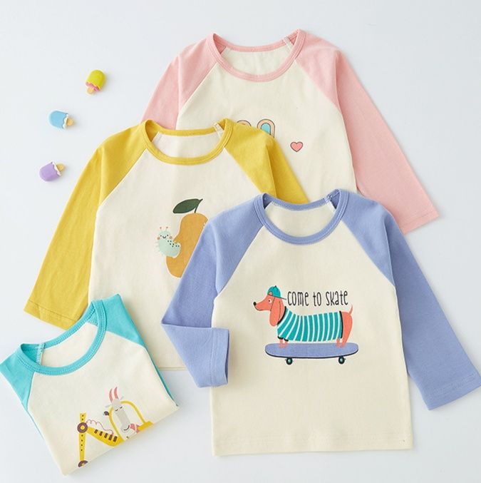 キッズファッション 可愛い動物プリント長袖ラグラン袖子供服