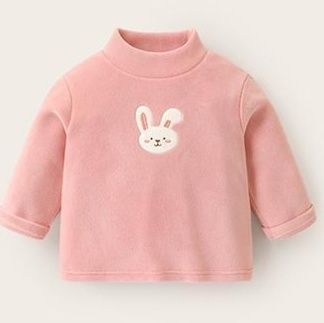 キッズファッション 動物刺繍入りタートルネック裏起毛トレーナー